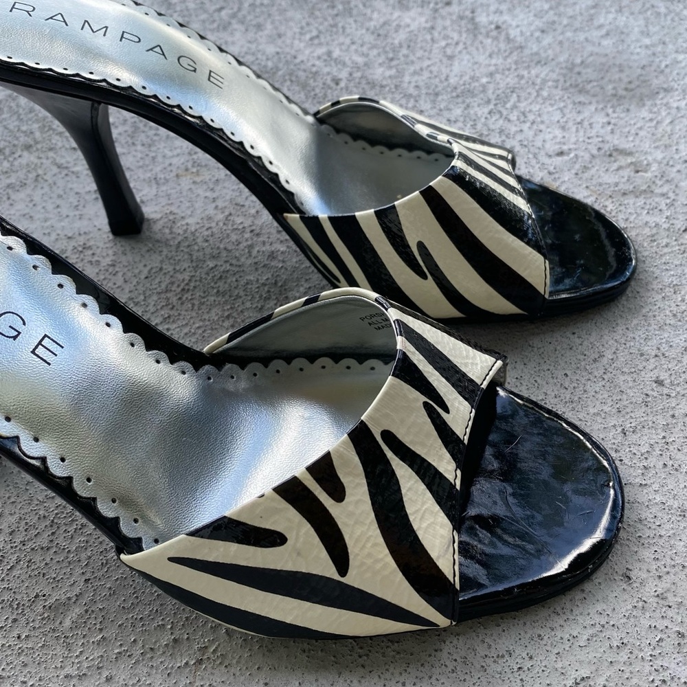 Rampage Y2k Black White Porsha Mule Heel 7.5 - Picture 2 of 7